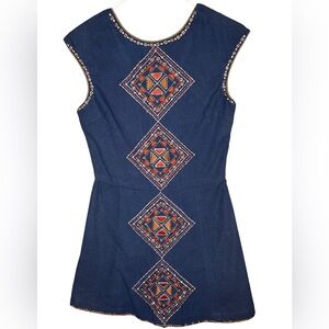 Piper Navy Blue Embroidered Romper